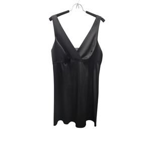 Rya Collection Women's Sz 1X Plus Size Positivity Black Satin Chemise Nightgown